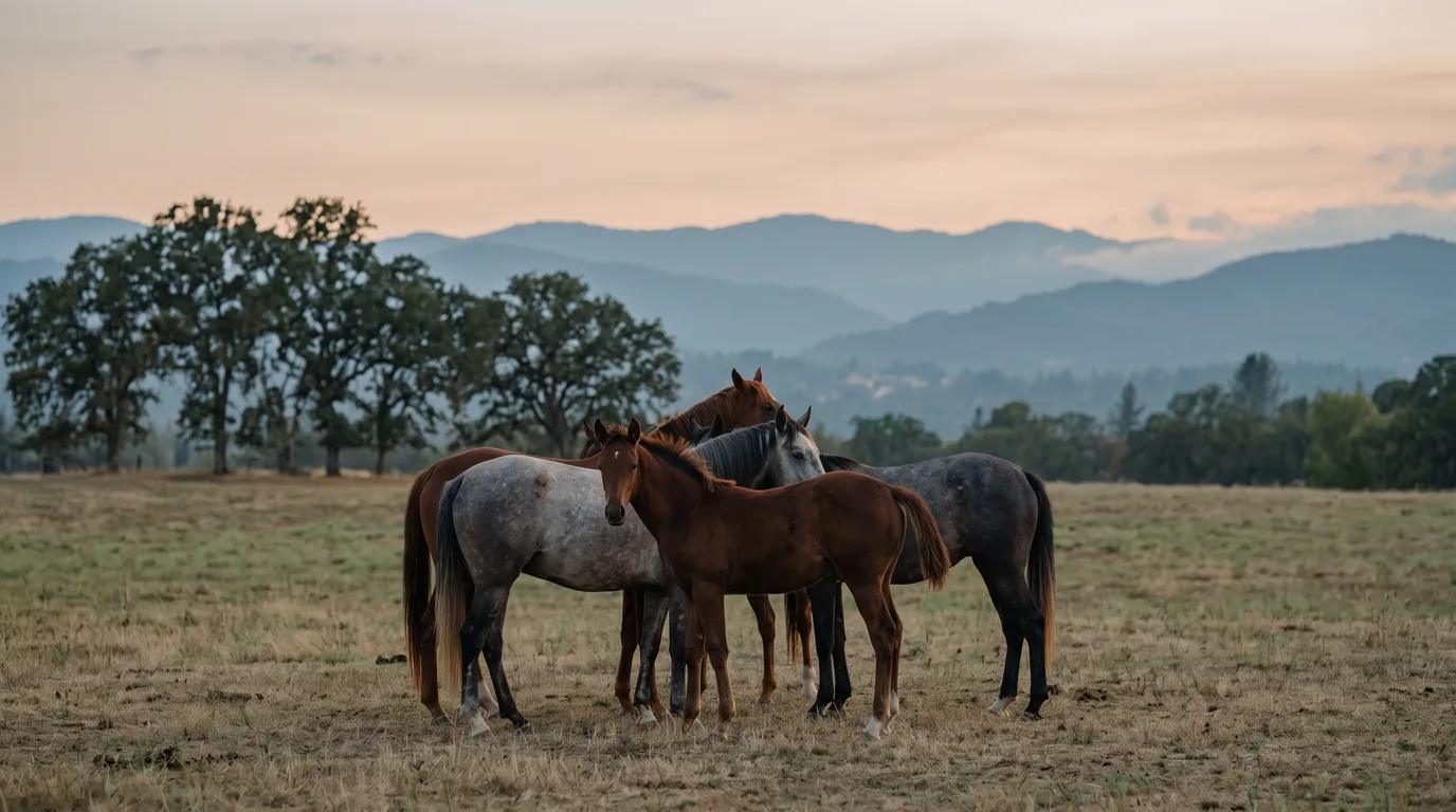 Chevaux en liberté, Écurie Lélizé, Loire